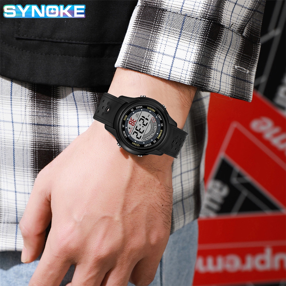 Reloj electrónico SYNOKE para hombre, reloj deportivo multifunción, reloj Digital LED luminoso resistente al agua, moda para estudiantes y niños