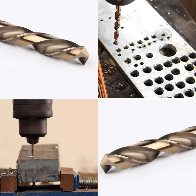 15 pièces Hss contenant une perceuse hélicoïdale à tige droite jaune rôtie 1.5-10mm en acier rapide ensemble d'outils d'ouverture de trou de meulage complet