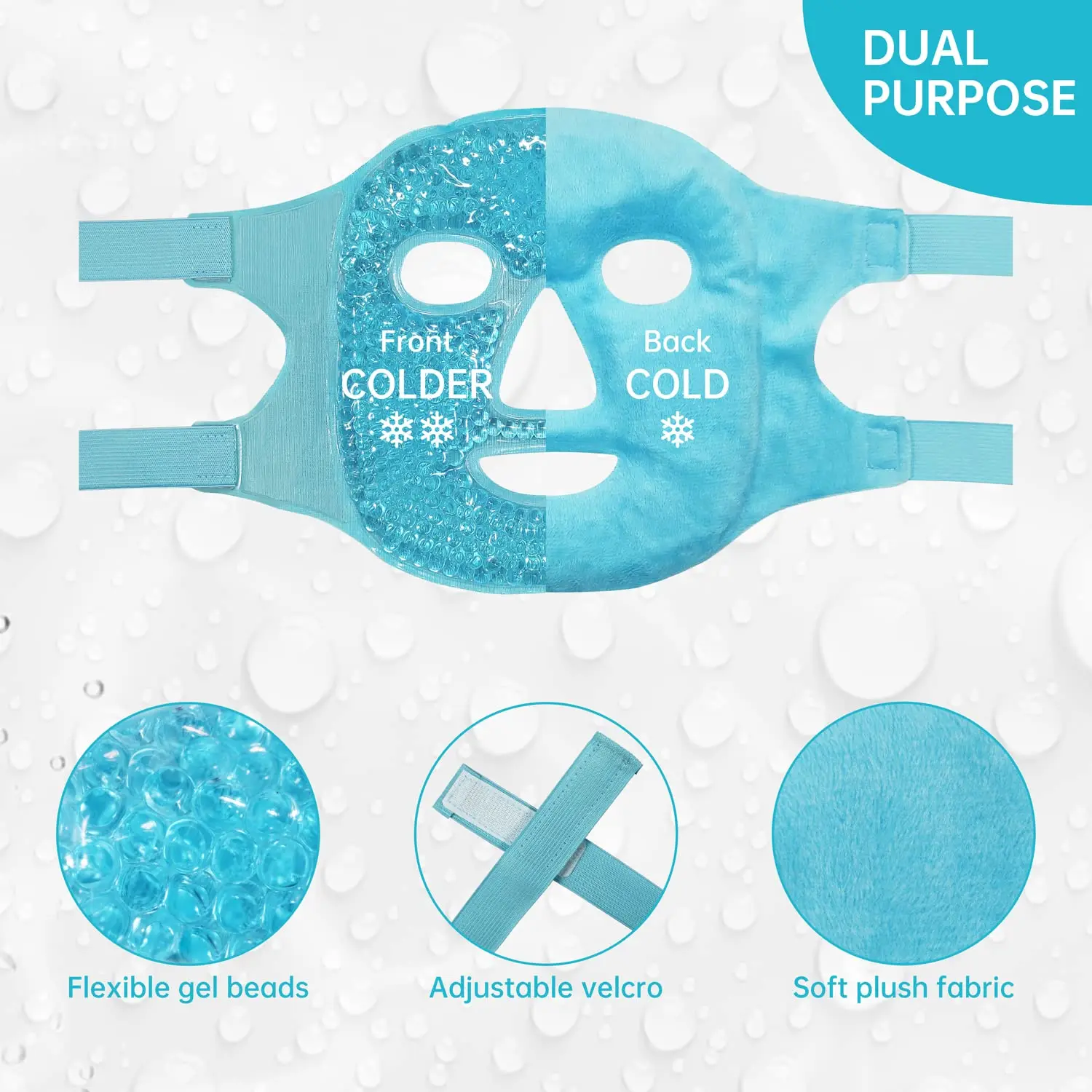 Full Face Massage Ice Mask Hot Cold Compress Gel Cooling Ice Face Eye Mask Facial Mask Face Eye Mask Ice Pack Sleeping Face SPA