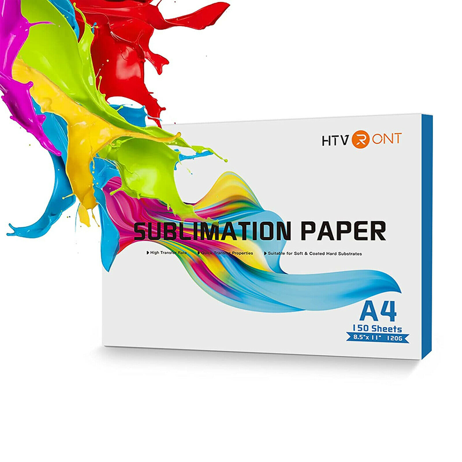 HTVRONT 150 hojas A4(EE. UU.) papel de sublimación de 8,5x11 pulgadas papel de transferencia de calor para impresora de inyección de tinta camiseta impresión de ropa 120g