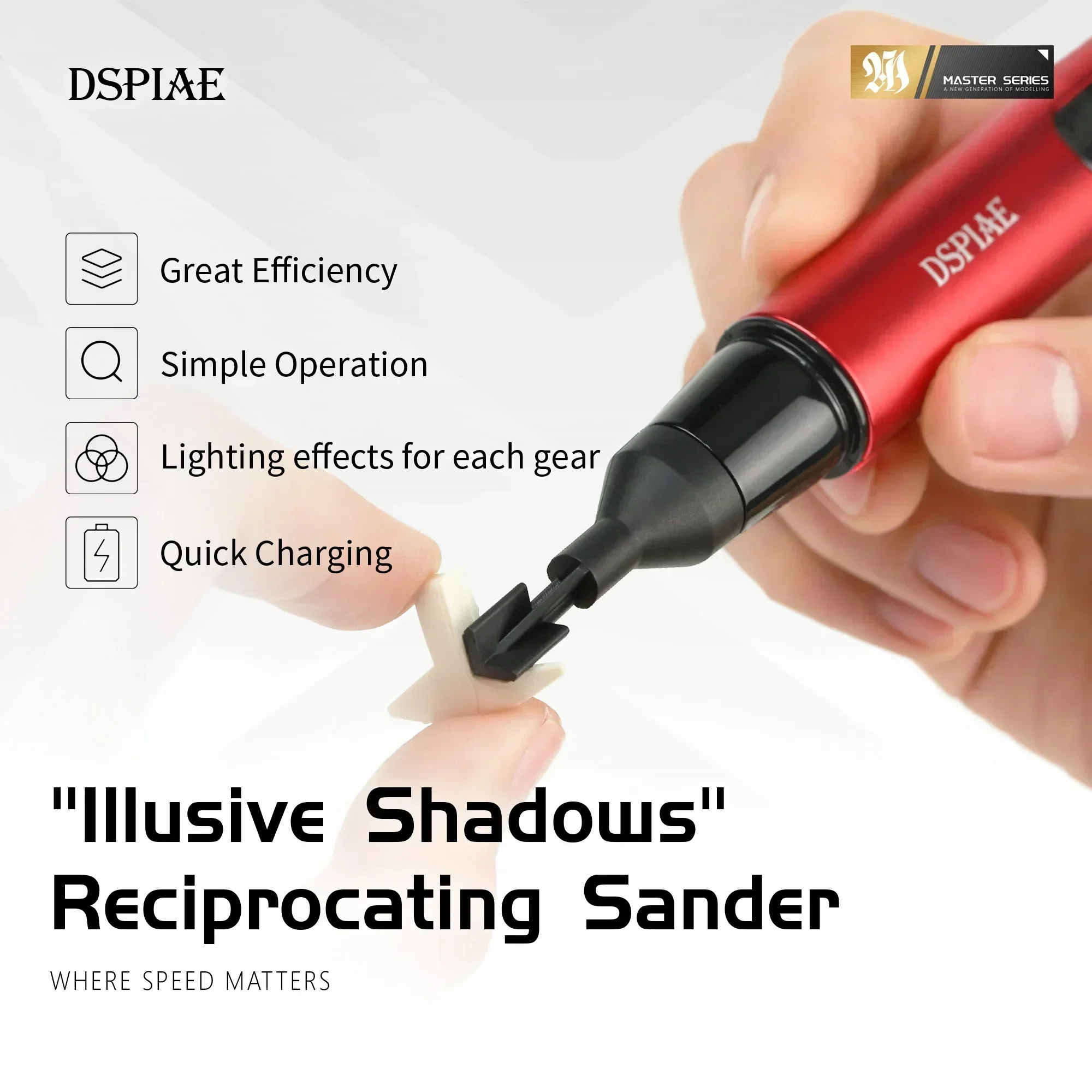 DSPIAE-ES-A Reciprocating Sander Electric Grinding Pen, Plastic Model, Sanding Paper Head for Military Model Craft Tools, Hobby
