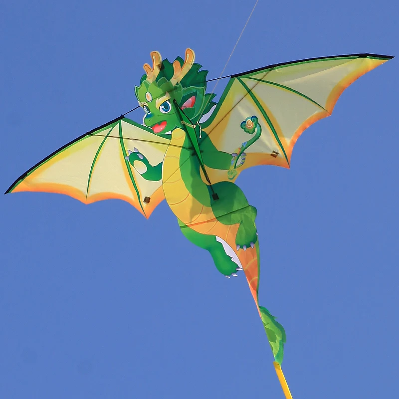 Aquilone drago cinese verde Yongjian aquilone cartone animato artigianale con taglio a caldo aggiornato adatto per principianti con corda per aquiloni da 50 m