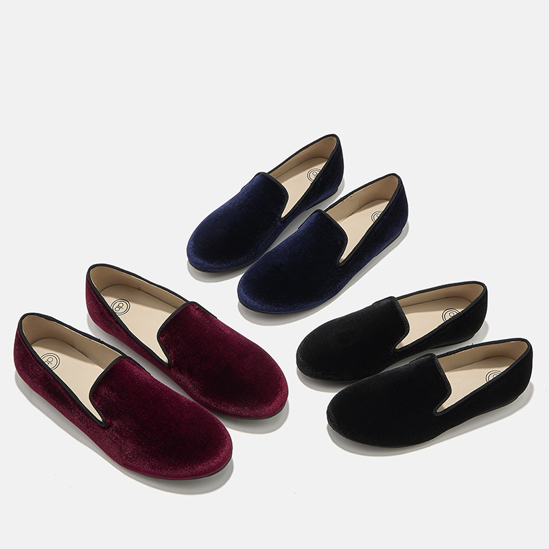 AP8-006 Slip On Dress Shoes Velvet Black Winered Navy Classic Boys Girl Casual Shoes na jesień i zimę