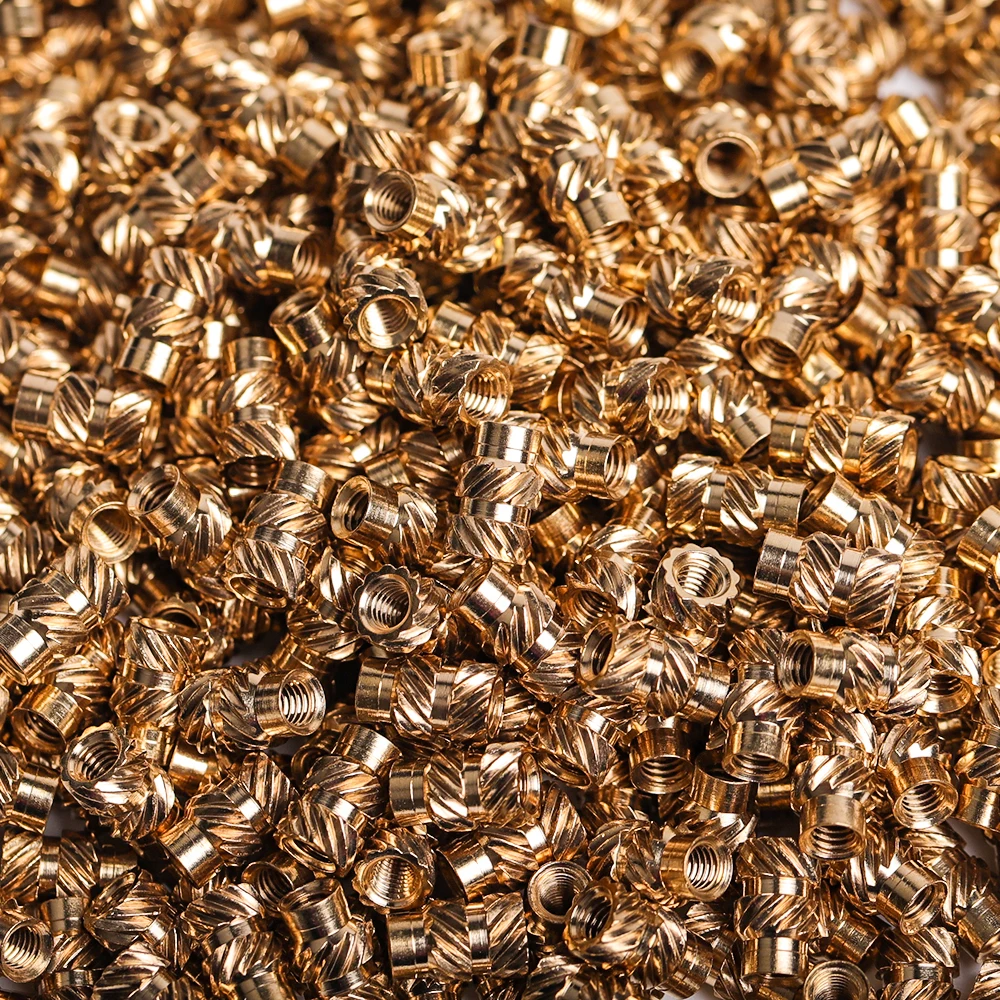 100/10 Uds hilo de fusión en caliente tuerca de inserción de calor de latón moleteado M1 M1.2 M1.4 M2 M2.5 M3 M4 M5 M6 M8 piezas de inserción de cobre