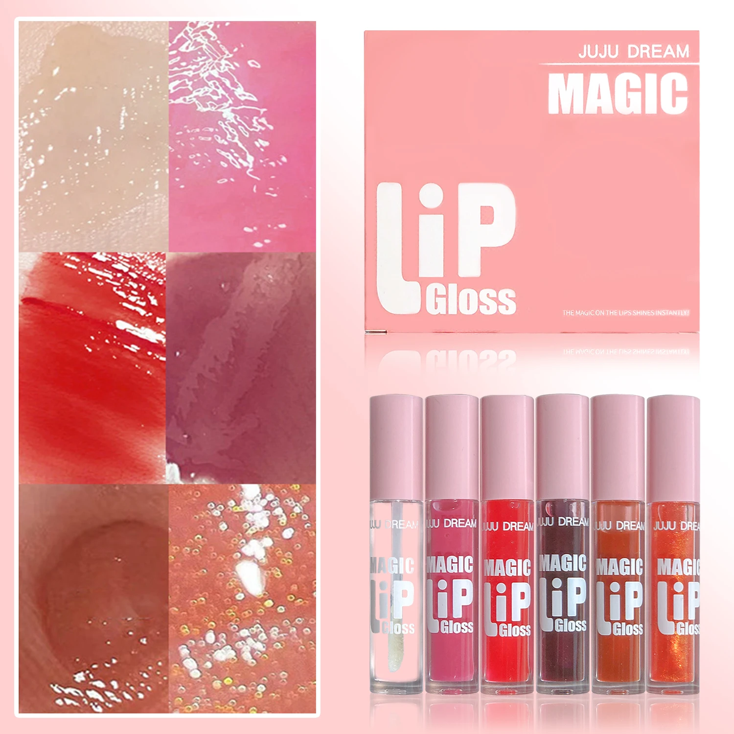 Set di lucidalabbra Fine Sparkling da 6 pezzi: set di lucidalabbra lucidi e idratanti, antiaderenti, non sbiaditi, facile da colorare, un regalo per le donne