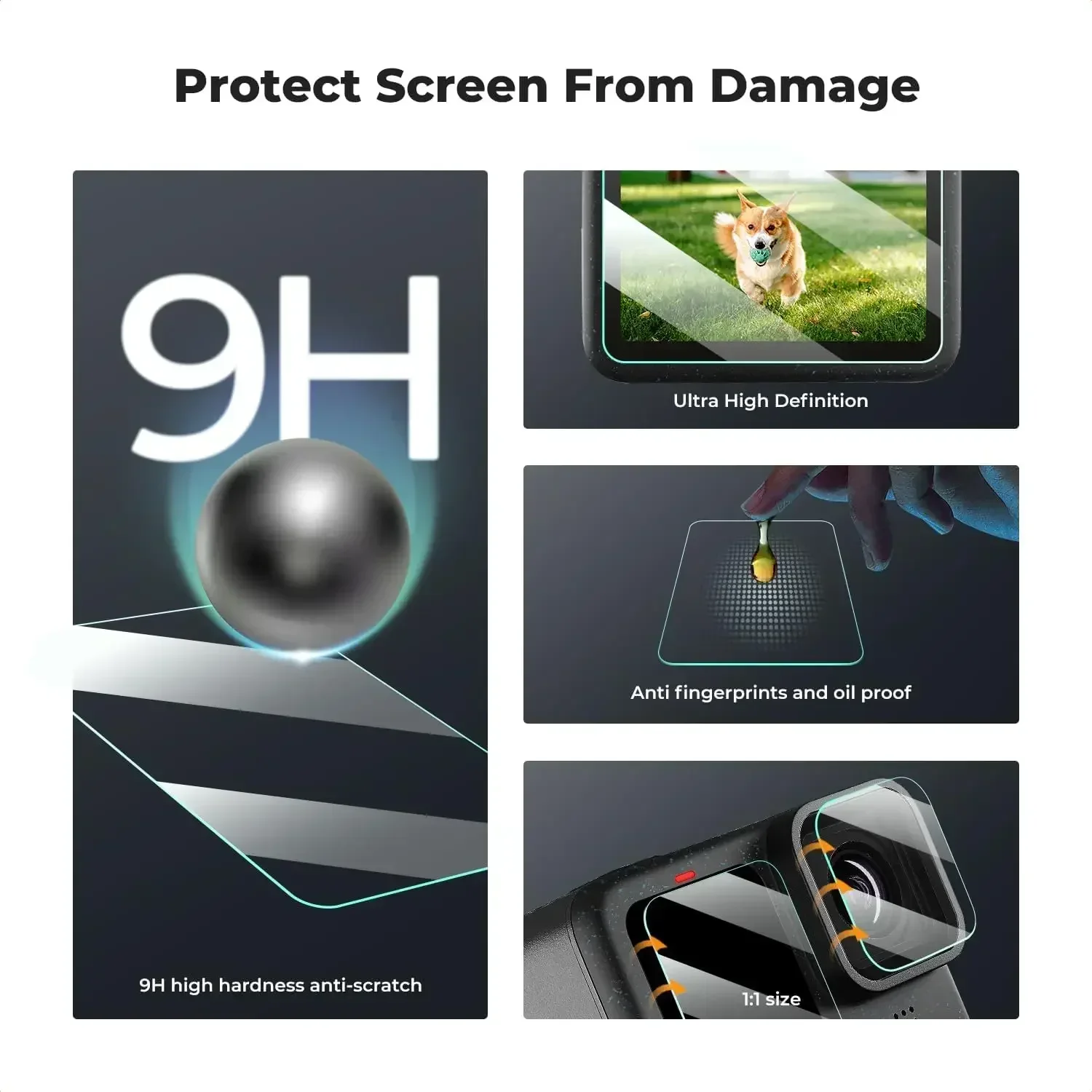 LCD Screen Protector for Go Pro Hero 13 12 11 10 9 Black Camera Lens HD Clear Tempered Glass Films For GoPro Hero13 Accessories