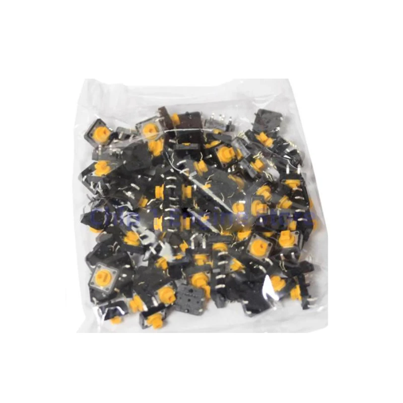 10/30/50/100 Uds interruptores táctiles originales B3F-4055 interruptor táctil de botón cuadrado amarillo 12*12*7,3mm para Micro interruptor omron
