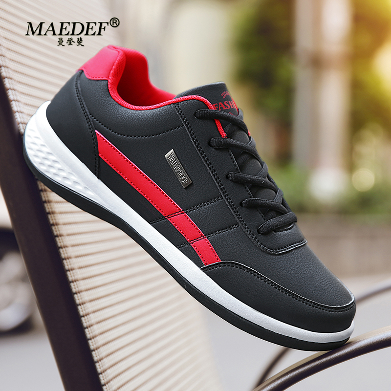 Zapatos MAEDEF para hombre, zapatillas de deporte de cuero, impermeables, informales, cómodas, calzado con cordones, zapatos vulcanizados para hombre, zapatos masculinos