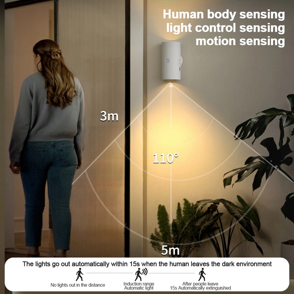 Luces LED de noche de pared multicolor, lámpara de pie magnética con Sensor de movimiento, proyector RGB, luces de inodoro para iluminación interior