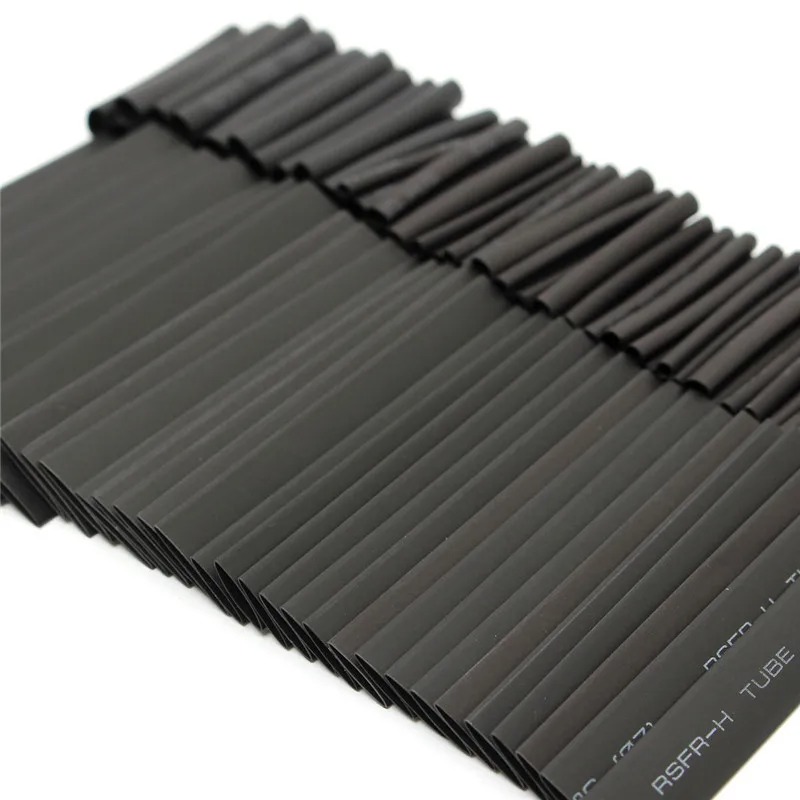 8 metros/juego de tubos termorretráctiles 1/2/3/4/5/6/8mm 2:1 aislamiento negro envoltura termorretráctil para Cable DIY Kit de cables de conector