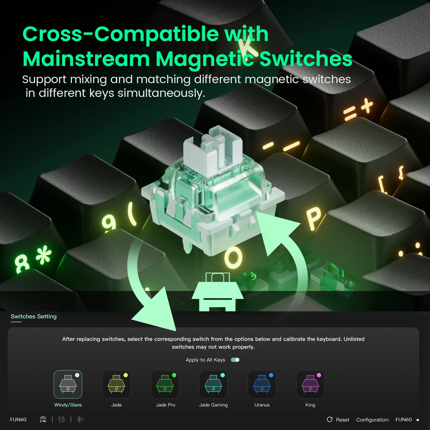 MONSGEEK FUN60 PRO&MAX HE Механическая клавиатура Магнитный переключатель 60% Беспроводная игровая клавиатура Быстрый триггер 8K ARGB Пользовательская клавиатура