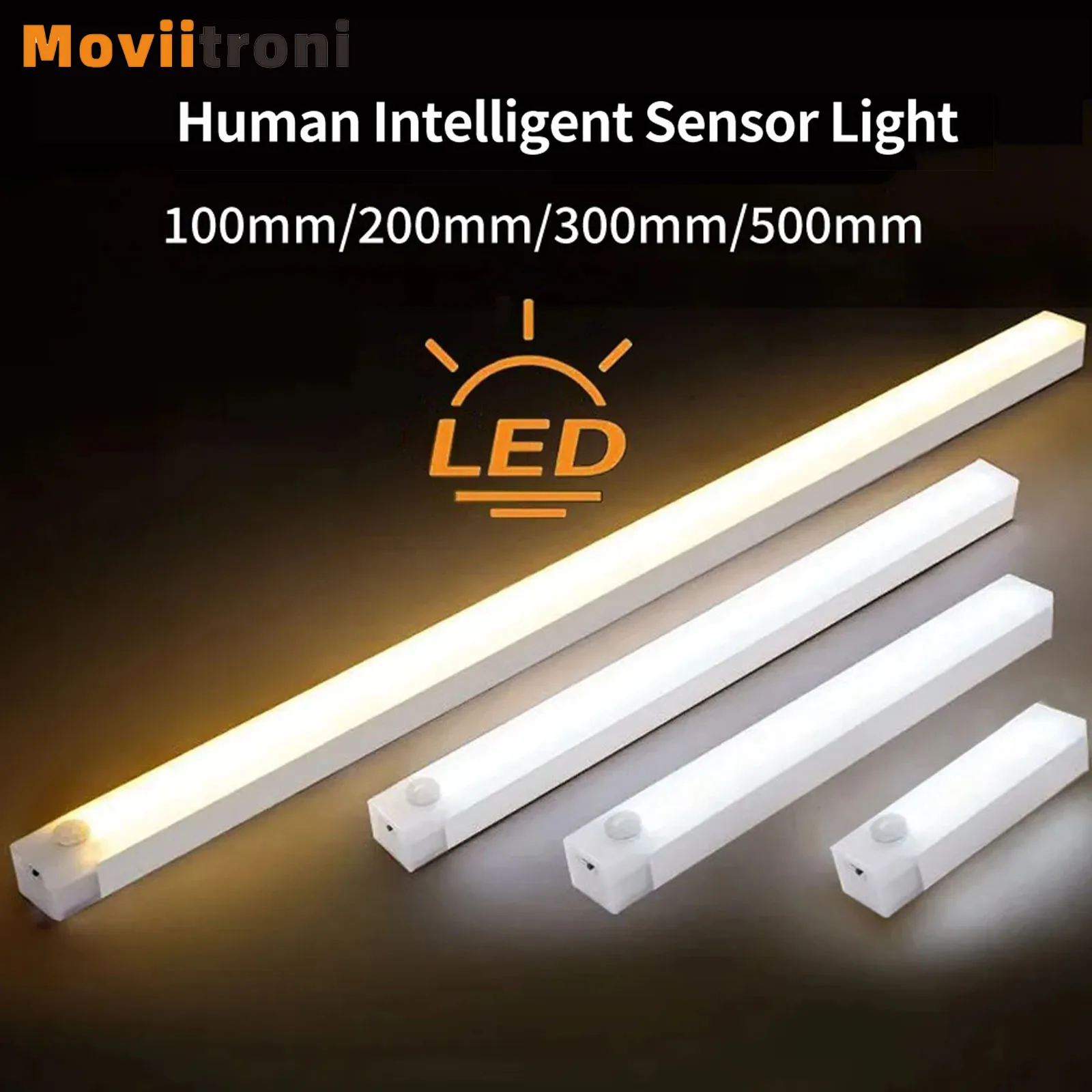 LED Motion Sensor Cabinet Light USB Rechargeable Induction Night Light Wireless Portable Detector Lamp Kitchen Staircase Backlig