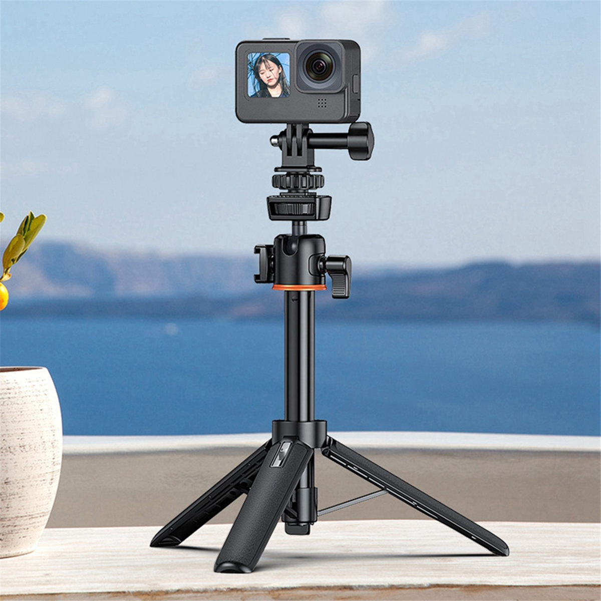 Action Camera Cold Shoe Adapter with 180° Adjustment, 1/4 Inch Screw Hole, Compatible with for Hero 12/11/10/9/8