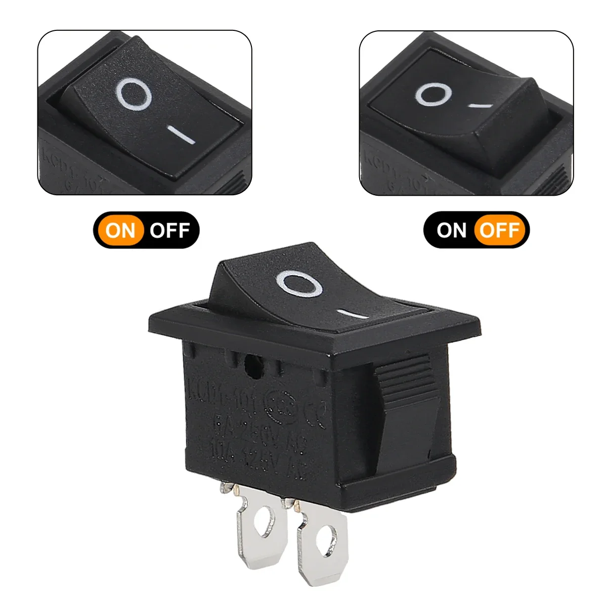 ボートロッカースイッチ,スイッチ,オン/オフ,2ピン,AC 250v,6a,125v,10a,2ピン,車用,自動10個