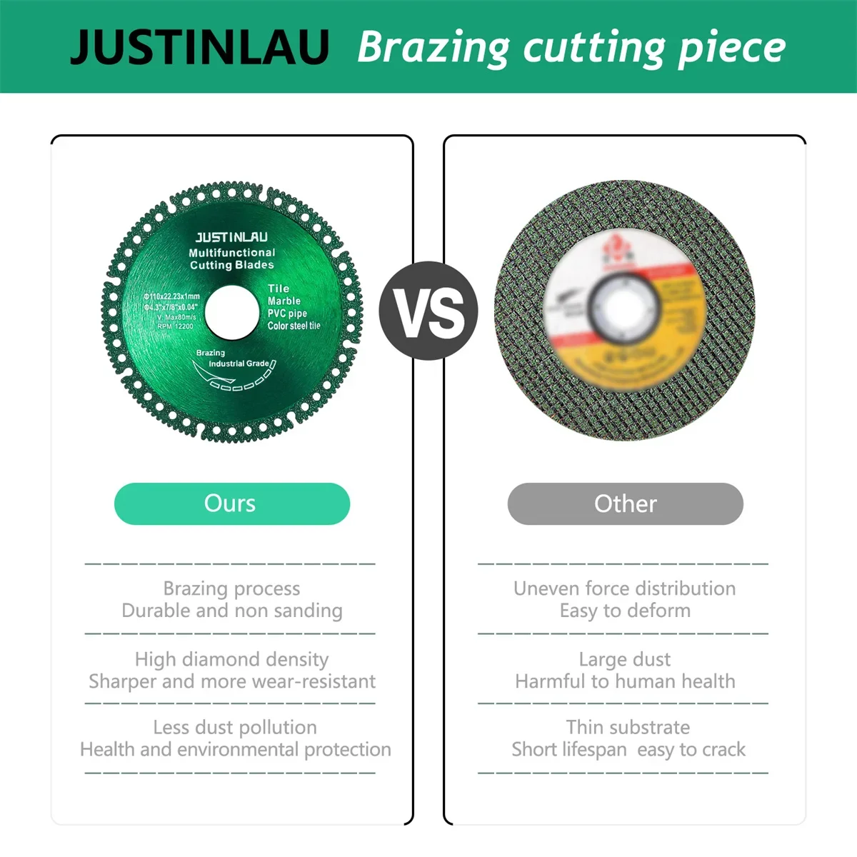 JUSTINLAU 2 個 4 インチ 22.23 ミリメートル穴切断ディスク切断コンクリート木材タイル鋼金属アルミニウム花崗岩石グラインダー鋸刃