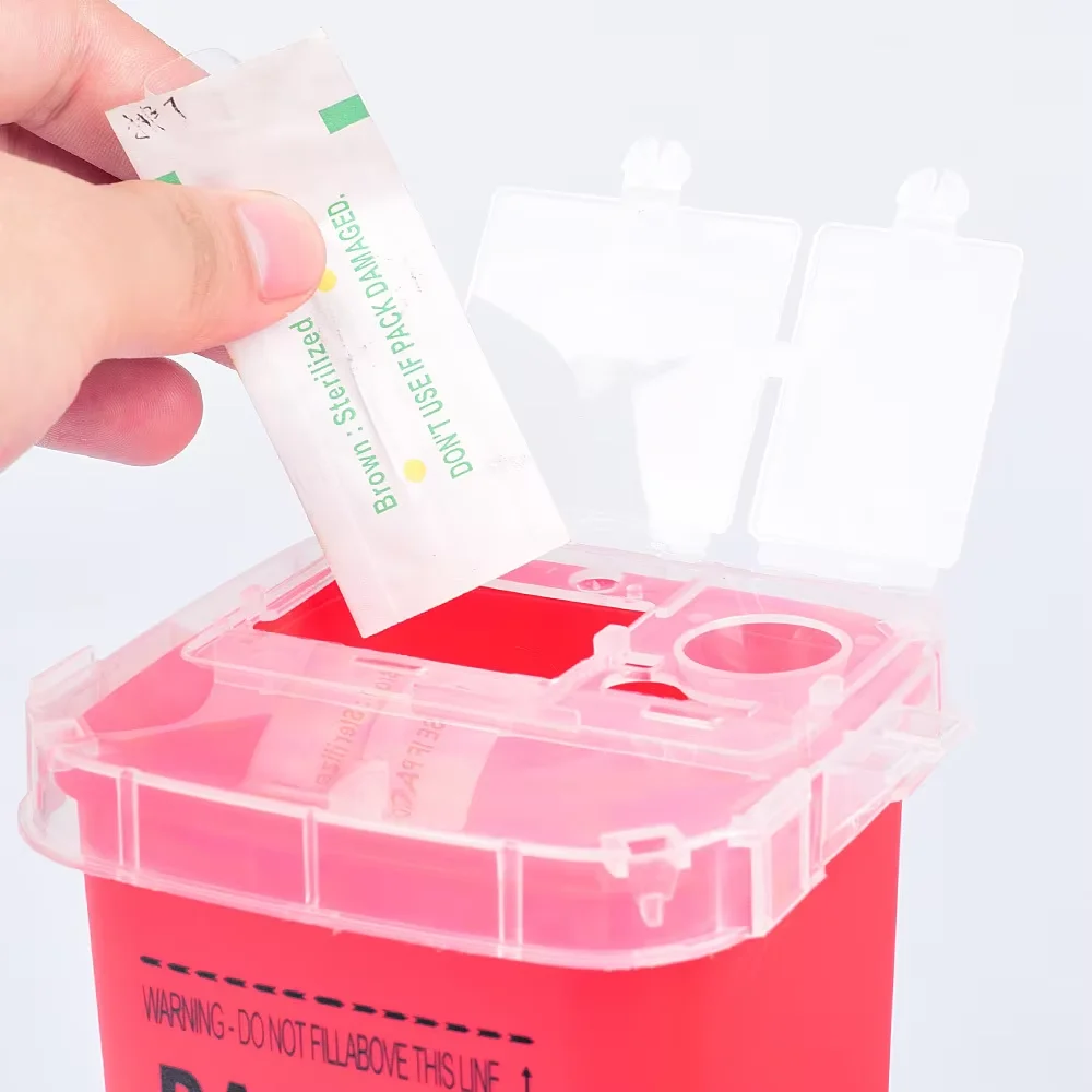 1L 플라스틱 폐기물 상자 의료 용품 컨테이너 대용량 일회용 수집 상자 문신 바늘 블레이드 재활용 보관 상자