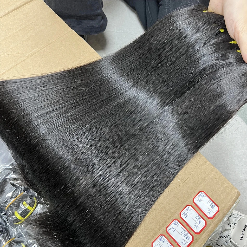 การรวมกลุ่มผมมนุษย์ตรงกระดูก 12A เกรด 100% ที่ยังไม่ได้ดิบนามสกุลผมผ้าบริสุทธิ์เวียดนาม # 1B สีดําธรรมชาติ