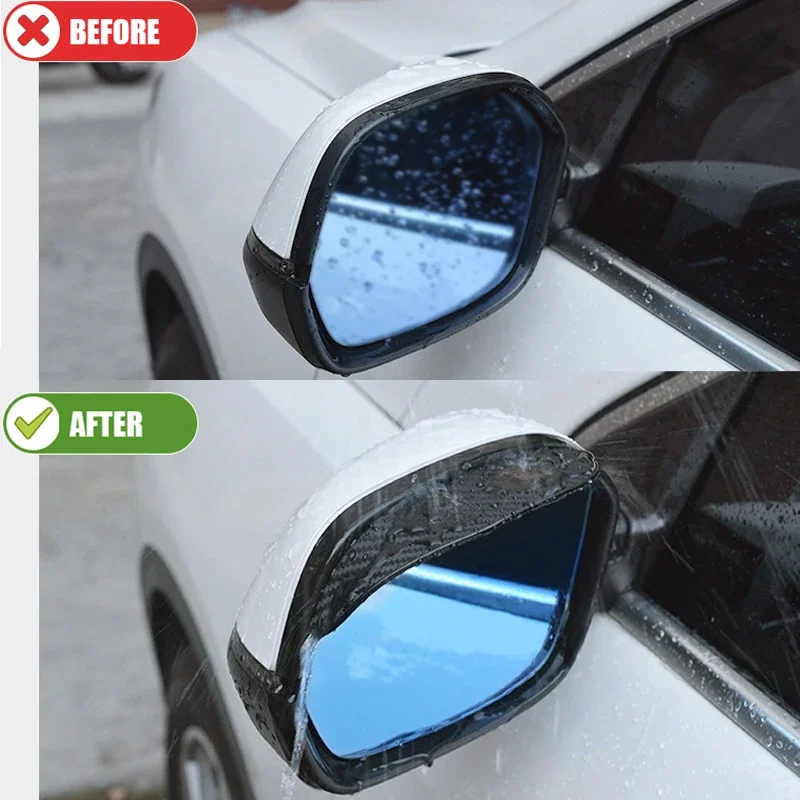 2 pçs de fibra carbono espelho retrovisor do carro escudo chuva sobrancelha flexível espelho retrovisor do carro protetor chuva sobrancelha capa chuva