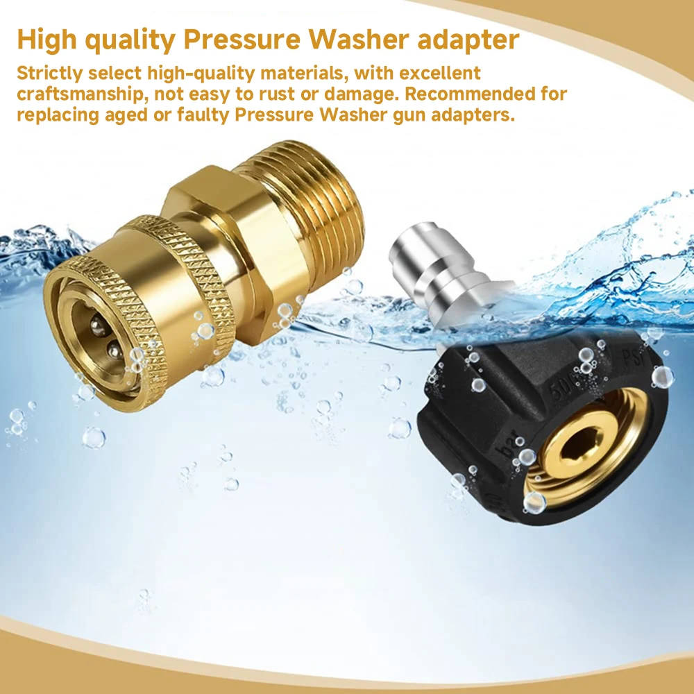Hogedrukreiniger Quick Connect Fitting M22 14mm tot 1/4 Inch Hogedrukreiniger Slang Pistool Adapter Messing Ring Quick Release Connector