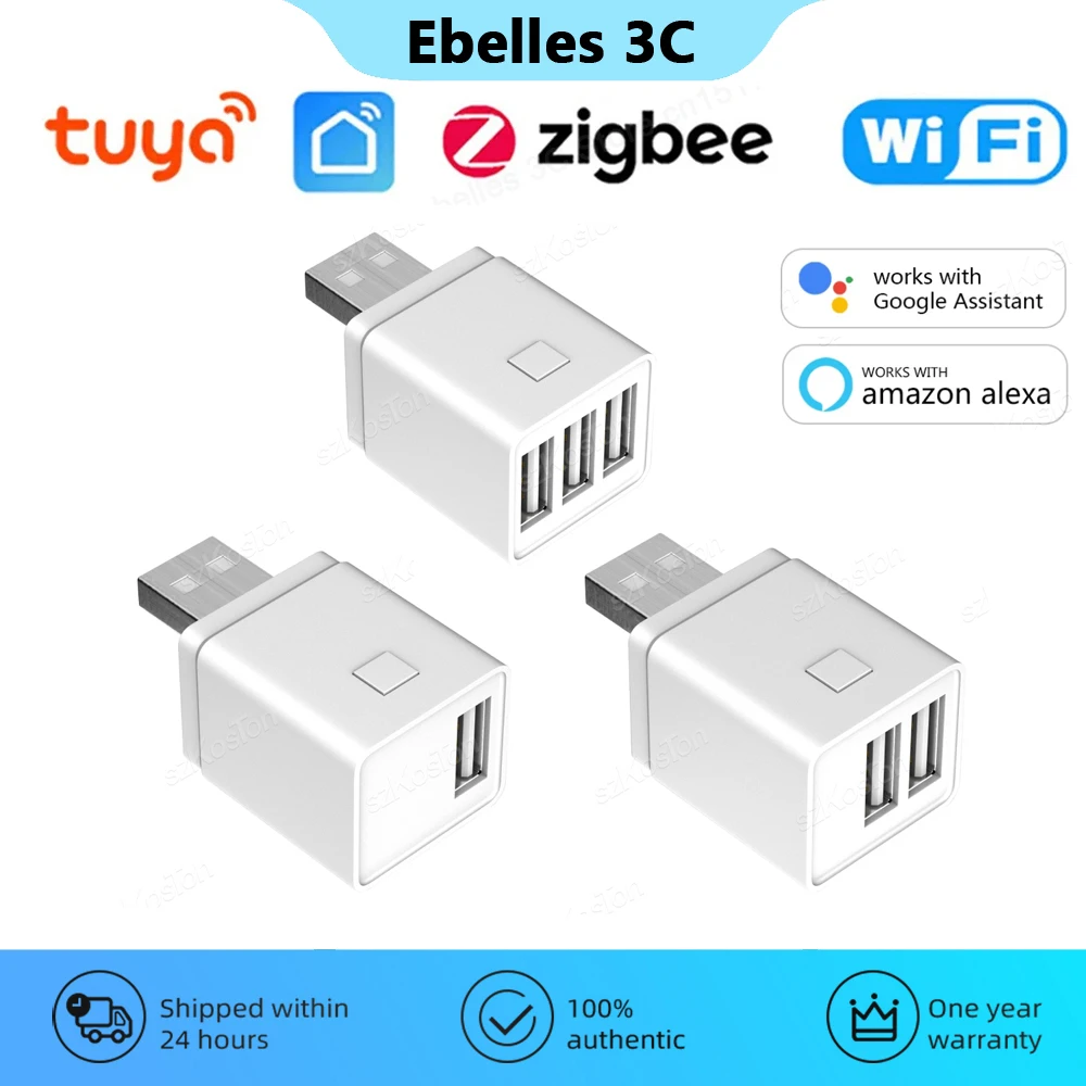 Adaptador USB inteligente Tuya WiFi/Zigbee, enchufe de 1/2/3 entradas, aplicación Smart Life, temporizador, controlador de encendido/apagado DIY, funciona con Alexa y Google Home