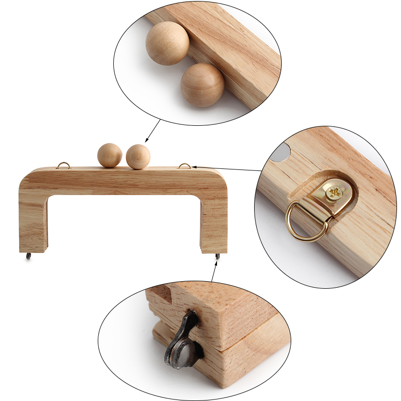 1 PC/2 PCS 20*8 cm houten clutch portemonnee frame massief houten frame met schroef sluiting kus gesp crossbody tas handvat