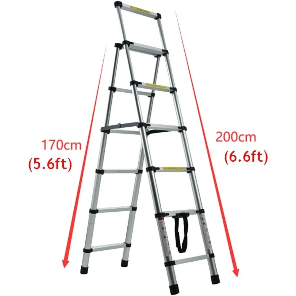 Telescoping Ladder Aluminum Extension Step Ladder, Folding Telescopic A Frame, 5+6 Steps with Anti-Slip for Home or Industrial