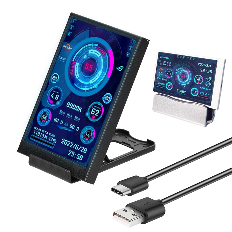 Schermo IPS tipo C da 3,5 pollici Schermo secondario 480 * 320 CPU GPU RAM HDD Monitor USB Mini display AIDA64 liberamente