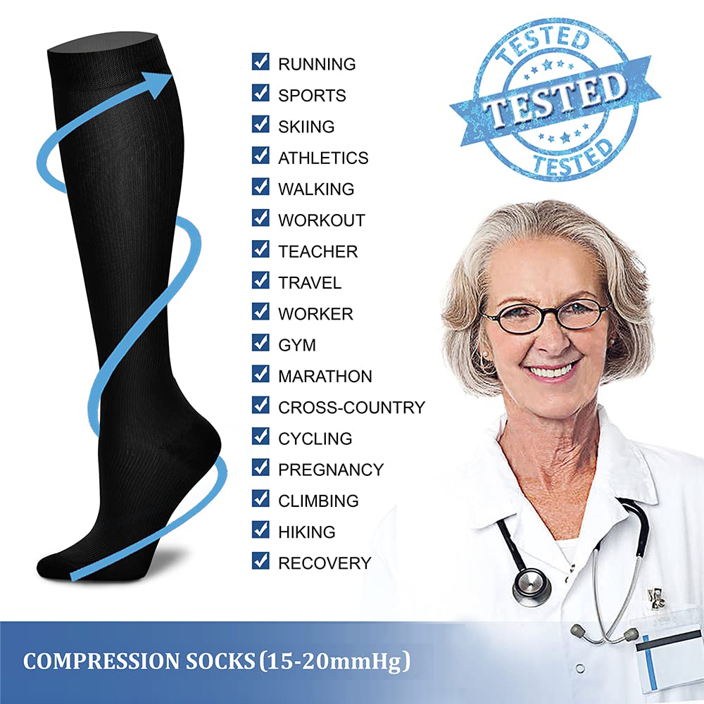 1 Paar Sport Kupfer Kompression socken für Frauen und Männer, Zirkulation 15-20 mmhg ist die beste Unterstützung für den ganzen Tag tragen Laufs ch wester