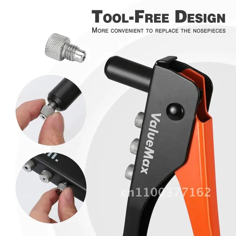 ValueMax Conjunto de Rebitador Manual Profissional Ferramenta de Arma de Rebite Para Rebites DIY 4.0mm Reparação 2.4mm E 4.8mm 3.2mm 200 Casa Com