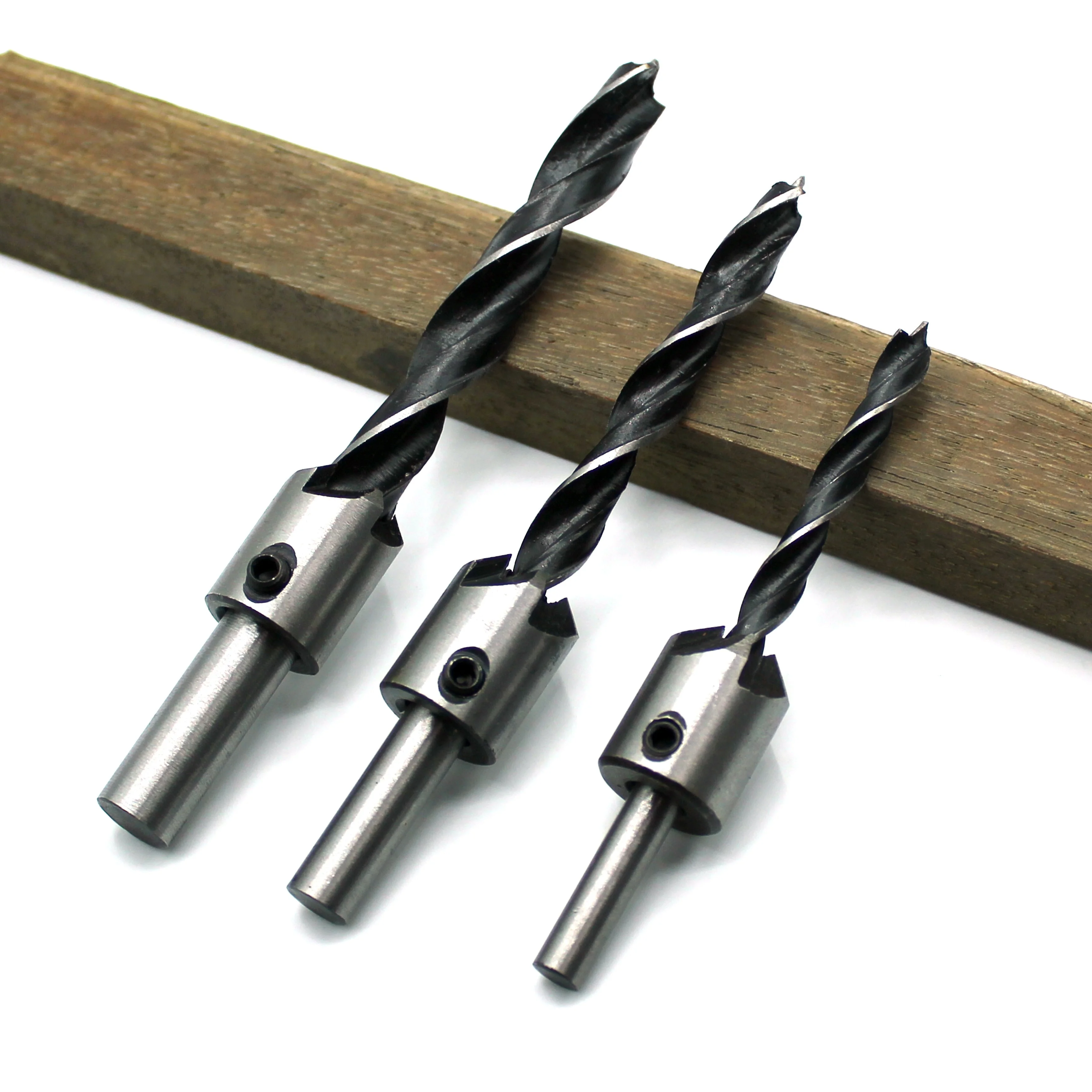 4pc Three Pointed Woodworking Counterbore Drill 3-6mm Reaming Drill Screw Chamfering Drill Bit Hole Opener Tool Set