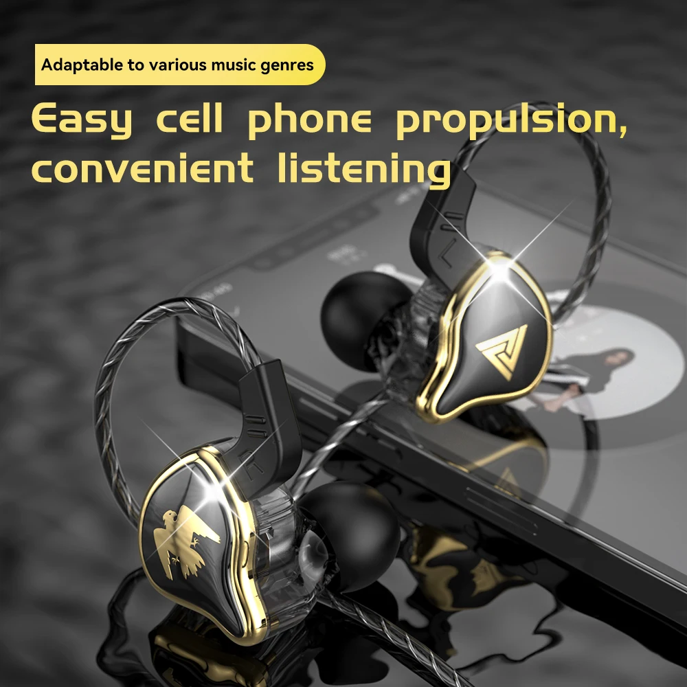 Original qkz ak6 ares/dmx/akx fones de ouvido alta fidelidade graves pesados no monitor com fio com microfone cancelamento ruído esporte jogo música
