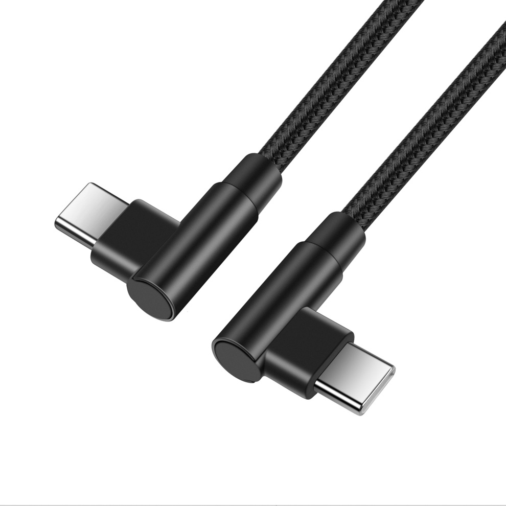 0,25 m/0,5 m/1m/2m/3m codo de 90 grados codo de carga rápida trenzado de nailon Cable USB C a tipo C para iPhone 15 16 Samsung Xiaomi