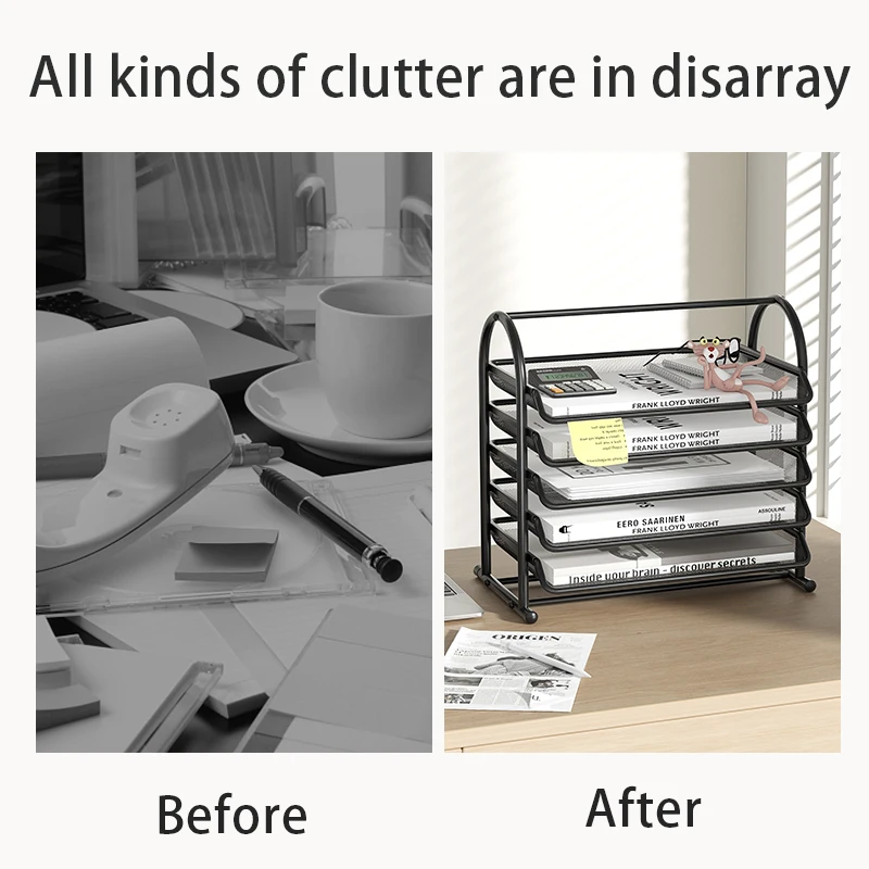 Organizzatori da scrivania in rete a 3 livelli, organizer per forniture per ufficio, vassoio organizer da scrivania, archiviazione file, vassoio carta a rete, vassoio organizer file