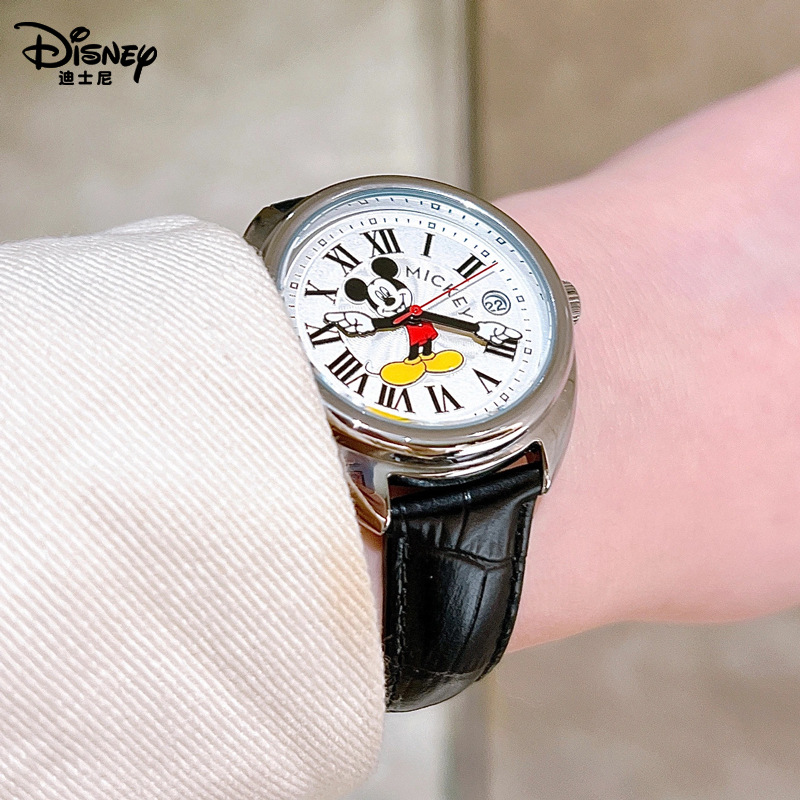 Disney Mickey Mouse Kinder Uhren Leuchtende Leder Quarz Armbanduhr Junge Mädchen Geburtstag Geschenk Student Uhr Junge Männer Frauen
