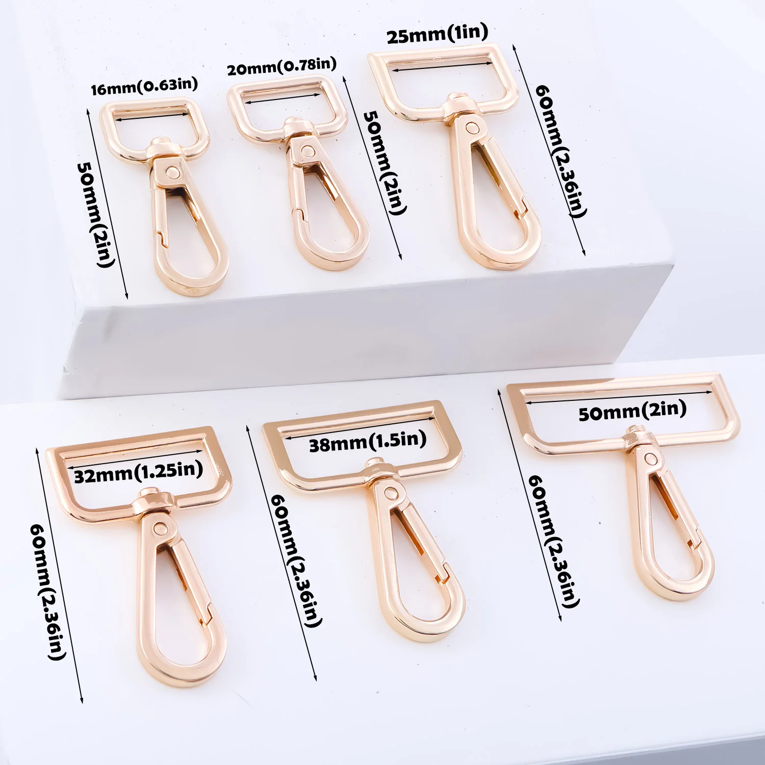 5 ganchos giratorios de Metal, cierres de garra de langosta para llaveros, monedero, bolsa de Hardware, ganchos para cordón