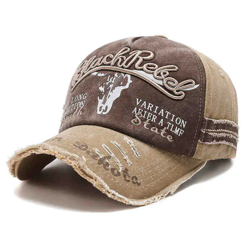 Chapeau tête de taureau pour hommes, lettres brodées, casquette de Baseball rétro lavée, ancienne Version coréenne, casquette à la mode, classique, polyvalente et confortable