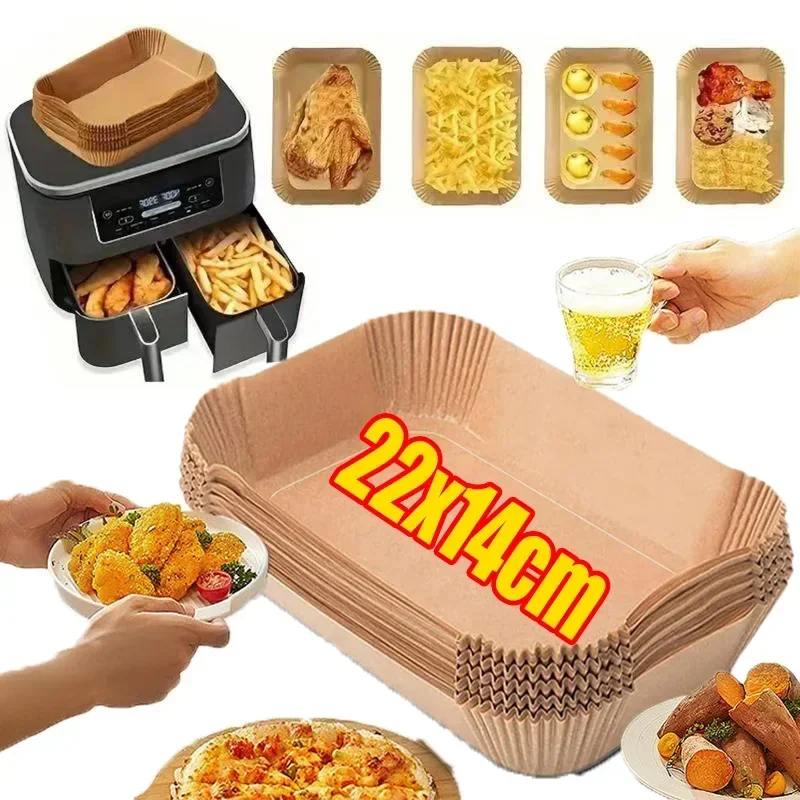 Papel desechable para freidora de aire, tapete antiadherente para cocina, para hornear, Airfryer, a prueba de aceite, almohadilla para barbacoa de microondas, accesorios de revestimiento de papel para hornear