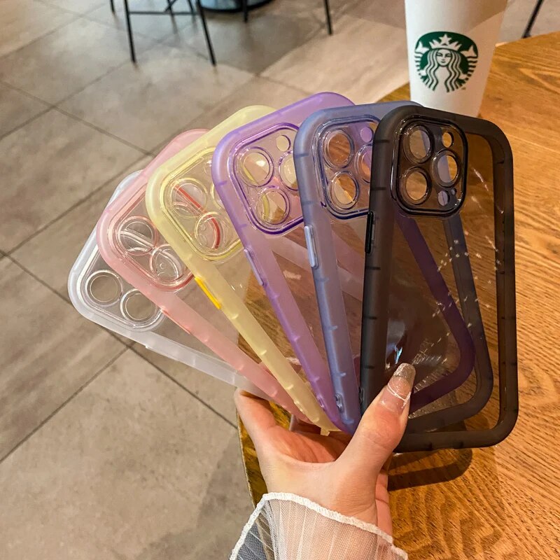 Funda de teléfono transparente de silicona a prueba de golpes de lujo para iPhone 15 14 Plus 13 12 11 15 Pro Max protección de cámara cubierta transparente