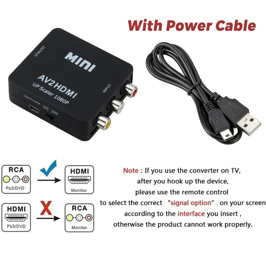 Convertitore RCA AV a HDMI compatibile AV/CVSB L/R Video Box HD 1080P 1920*1080 Supporto NTSC PAL Uscita AV a HDMI compatibile