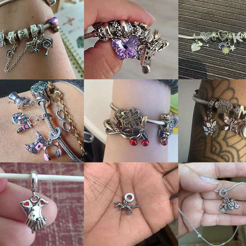 Charms Plata De Ley 925 Evil Blue Eyes Silver Sun Star Elk ไดโนเสาร์ดอกไม้ Charm เดิมเหมาะกับผู้หญิงครบรอบ DIY เครื่องประดับ