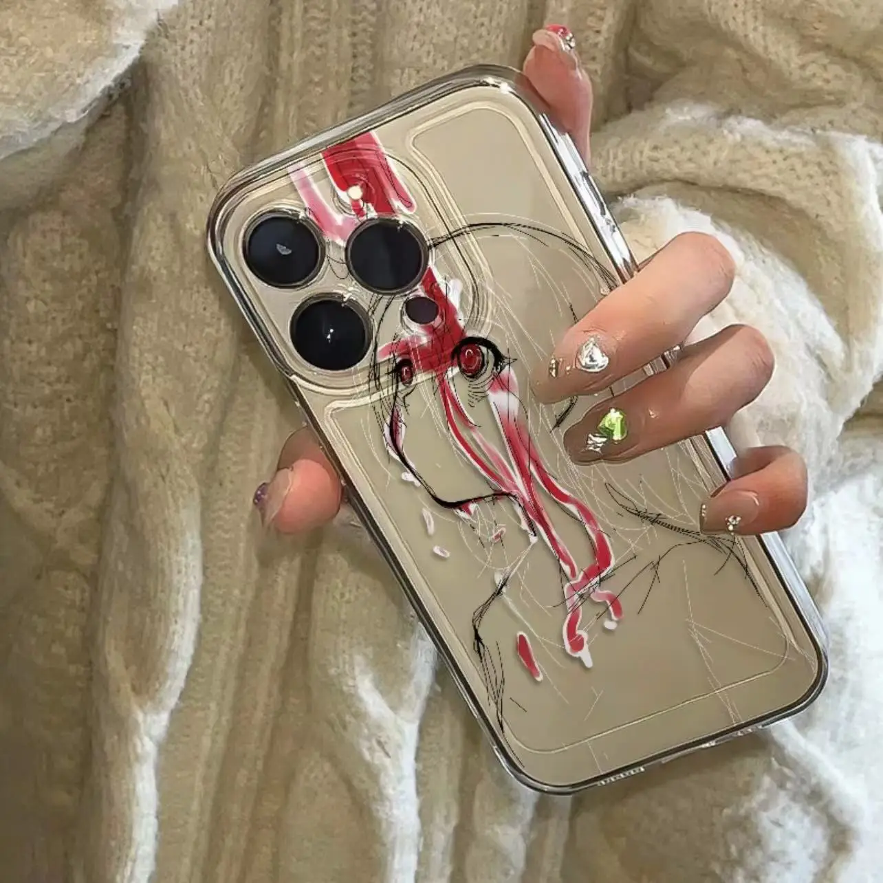 Casing ponsel gadis murid berdarah gelap, sarung HP untuk iPhone 16 15 14 13 12 11 Mini Pro Max X XR XSMax 6S 6 7 8 Plus SE20