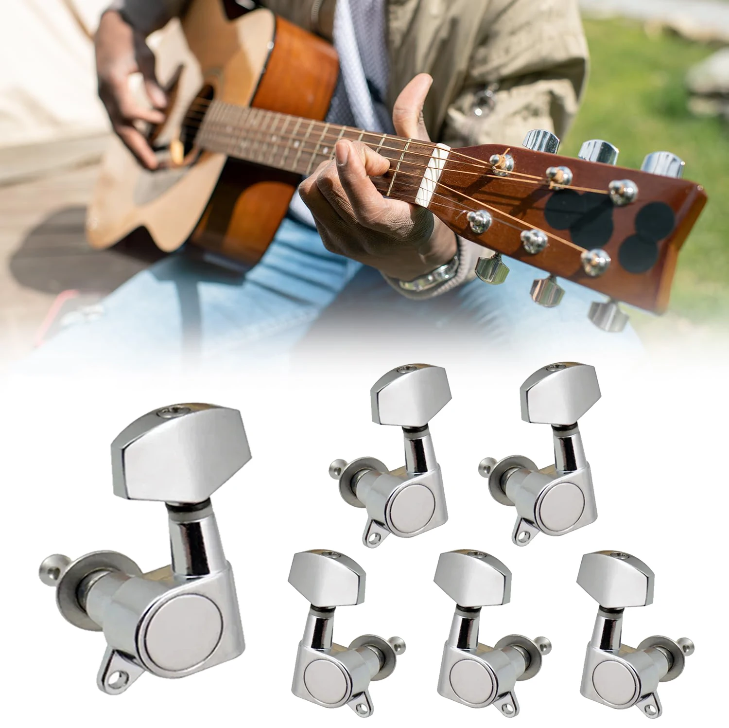6 Pieces Guitar Tuner Pegs, Tuning Pegs Keys Machine Heads Set, Electric Guitar Tuning Keys, Locking Tuners for Guitar