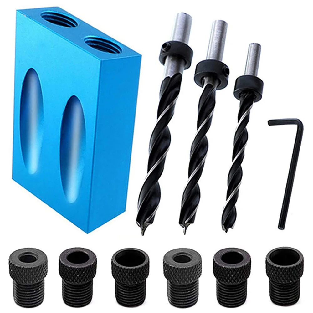Carpintaria Oblíqua Bolso Localizador Buraco Jig Kit, Guia De Broca Set, Perfurador, Ferramentas De Carpintaria DIY, 15 Graus De ângulo