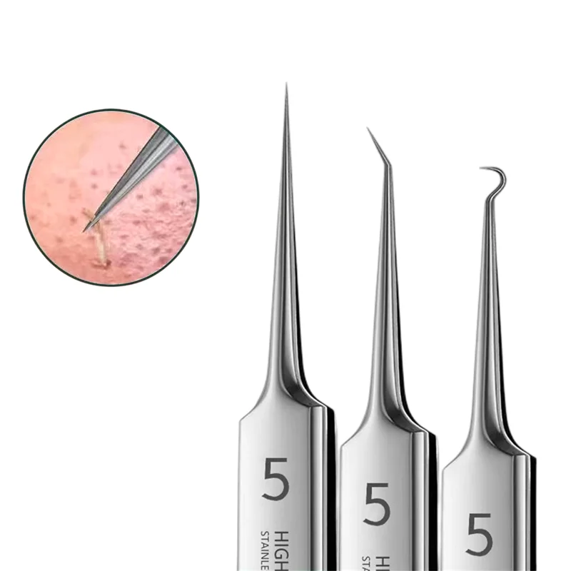 Alemán Ultrafino No. Pinzas con Clip para espinillas y espinillas, 5 celdas, salón de belleza, artefacto especial para raspar y cerrar, herramientas de aguja para acné