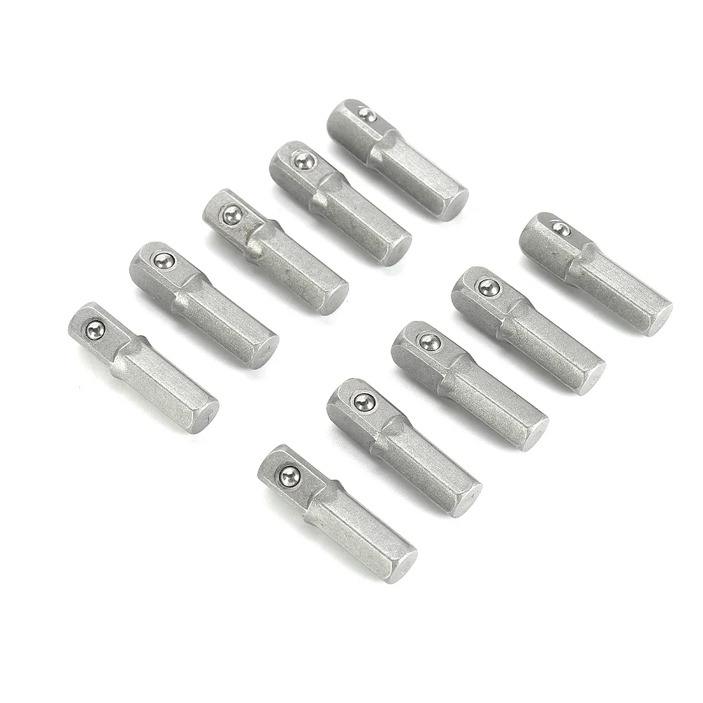 10 pçs 25mm longo impacto soquete adaptador conversor 1/4 "hex haste para 1/4" unidade quadrada hexágono lidar com adaptador conversor ferramentas de broca