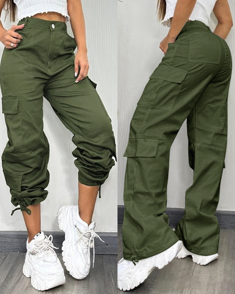 Women's Pants 2025 Spring Summer Fashionable Casual New Pants High Waist Pocket Design Cargo Pants Shipped Within 48 Hours