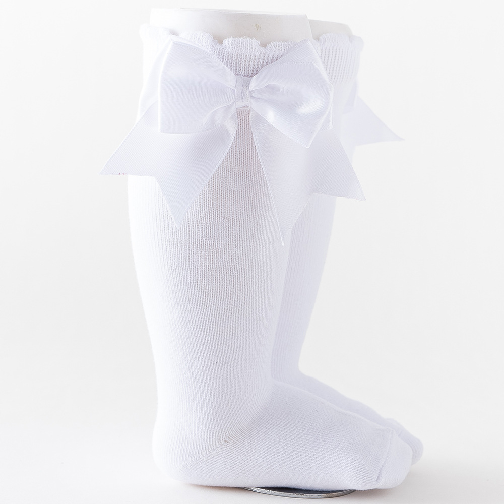 Mùa Thu Đông Trẻ Em Đầu Gối Cao Tất Bé Gái Cotton Nơ Lớn Mềm Mại Bé Công Chúa Trẻ Em Ống Dài Socken Cho 0-5Years