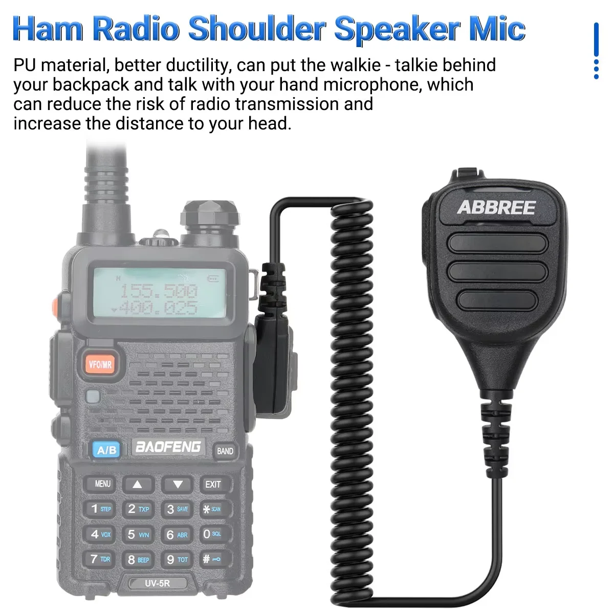 ABBREE AR-850 Walkie Talkie ręczny ciężki głośnik regulowany mikrofon z głośnikiem mikrofon na ramię dla BaoFeng UV-5R UV-13 PRO UV-16
