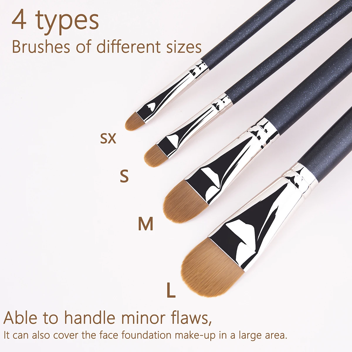 4 tipos de tamaños, brocha de maquillaje correctora de base ultrafina mejorada, herramienta de maquillaje corrector de crema de base líquida profesional