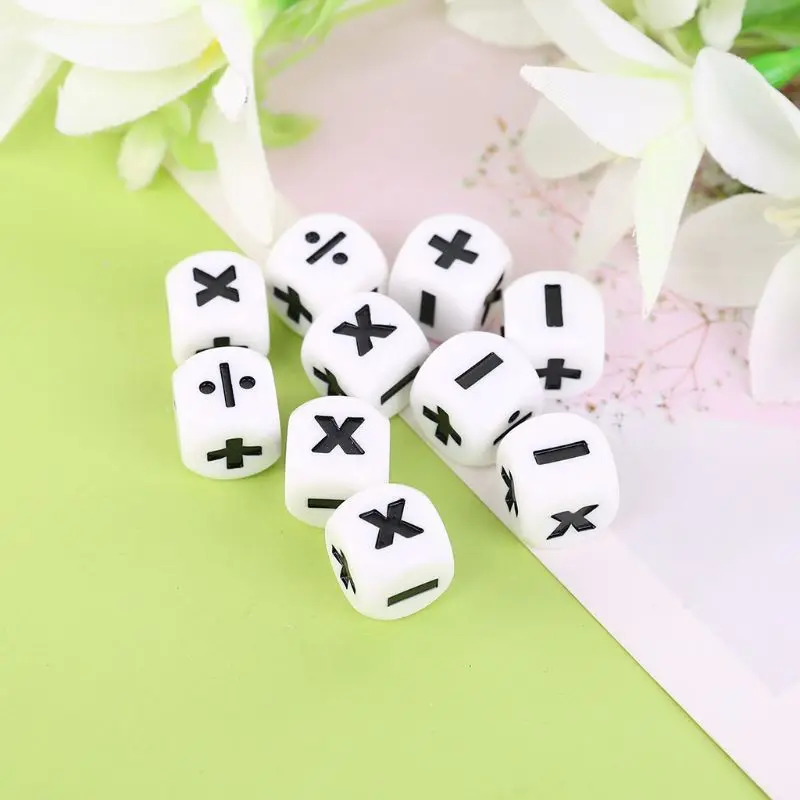 6 PCS Símbolo de suma y resta Dados Asistente de operación Accesorios Dados de multiplicación y división